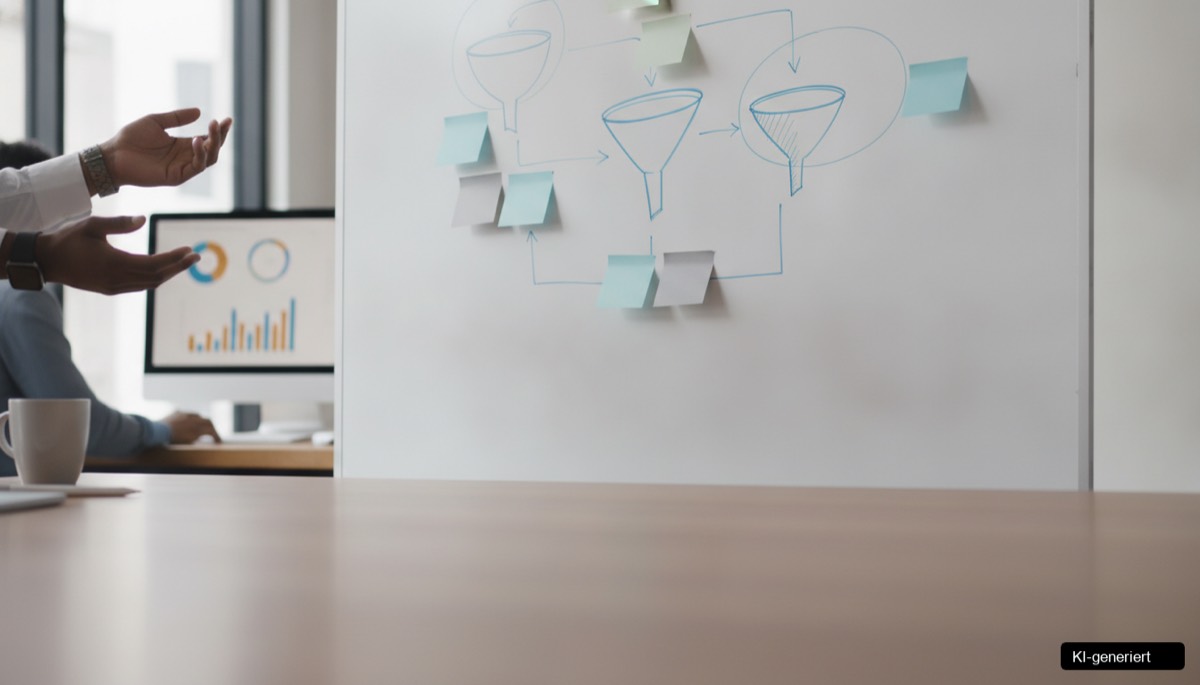 Illustration eines Zahnrads, das Meta Broad Targeting und Advantage+ Kampagnen für B2B-Leads symbolisiert